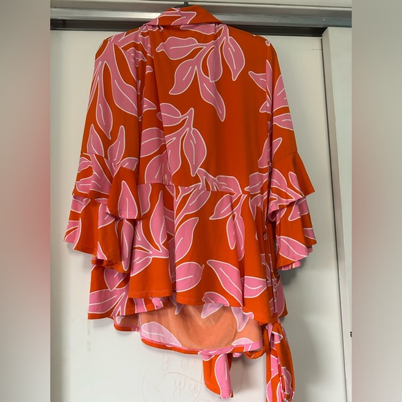 Venus Floral Wrap Top - Orange and Pink - Picture 5 of 5